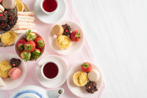 Setting of High Tea from Above with Copy Space
