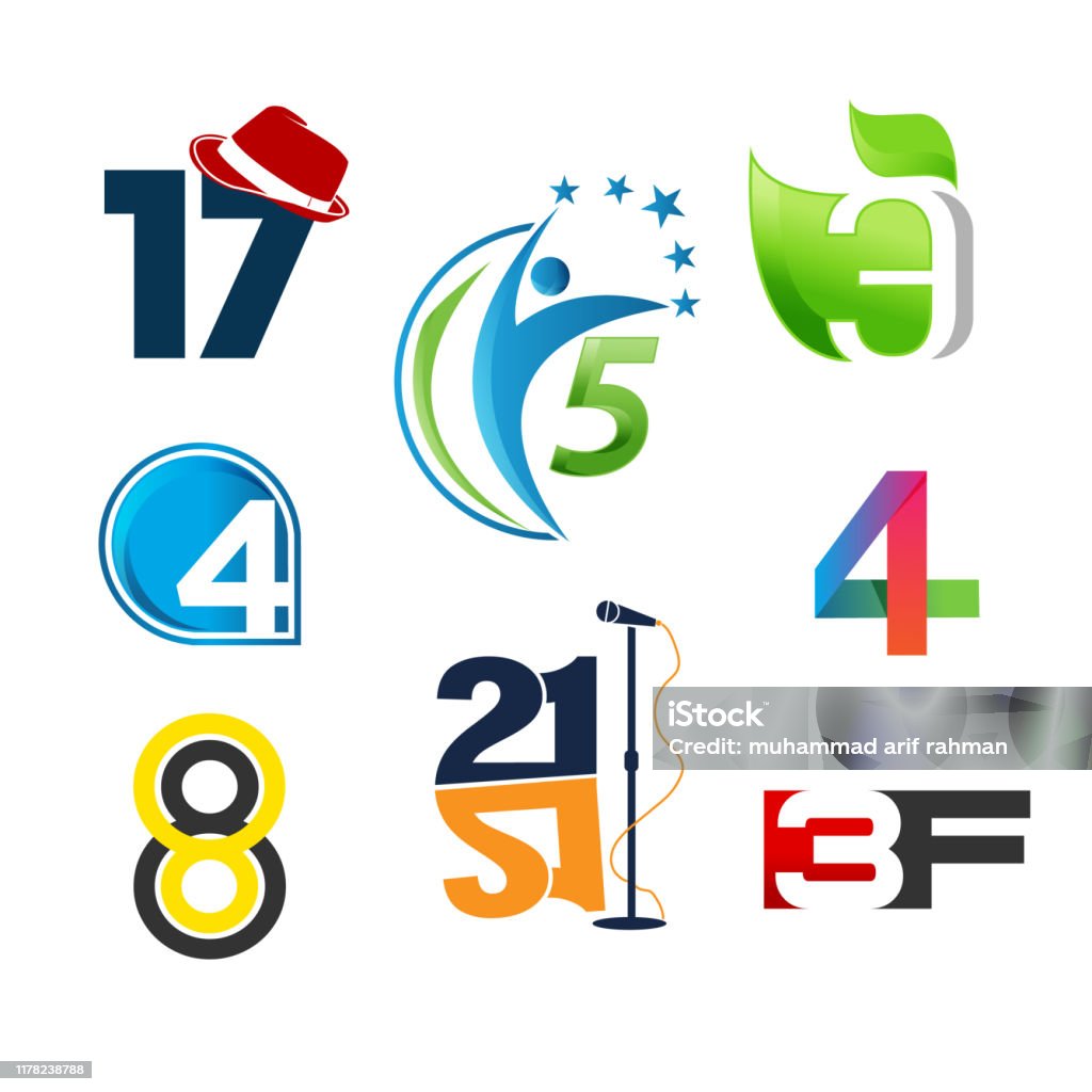 Sorting Numbers Logo Number Logo Collection Modern Dynamic Flat Design Stock Illustration ...