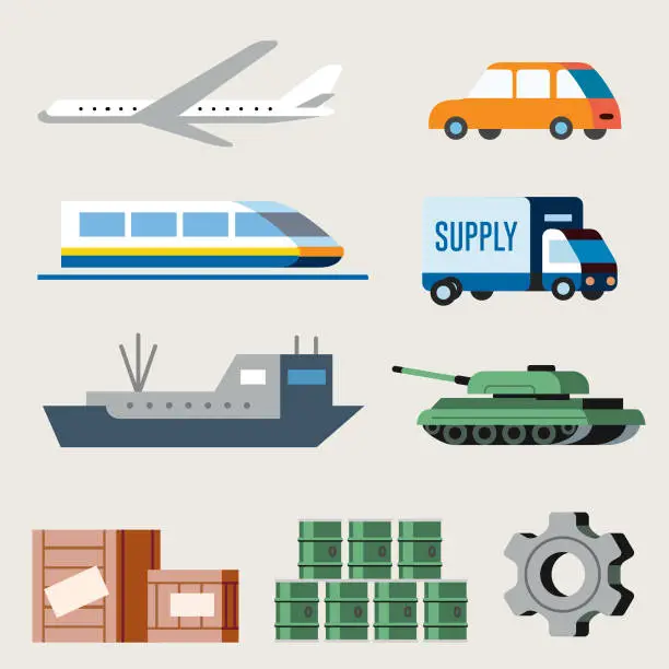 Vector illustration of Transport and Supply Icons