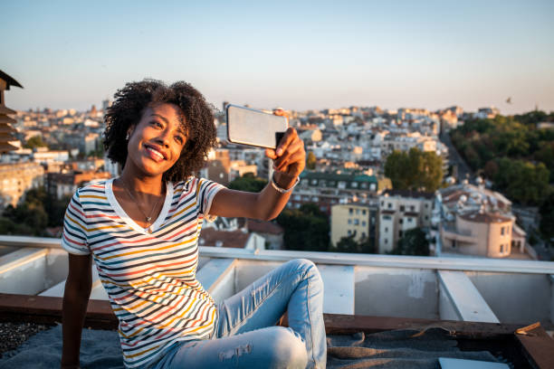 istock Smiling woman making a selfie. 1178241376