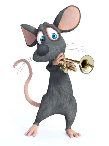 istock 3D rendering of a cartoon mouse playing trumpet. 1178251962