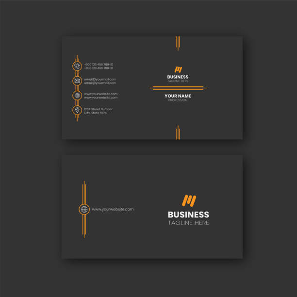 Business Card template Design Black simple modern clean visiting card business card personal identity card design template vector art name plates stock illustrations