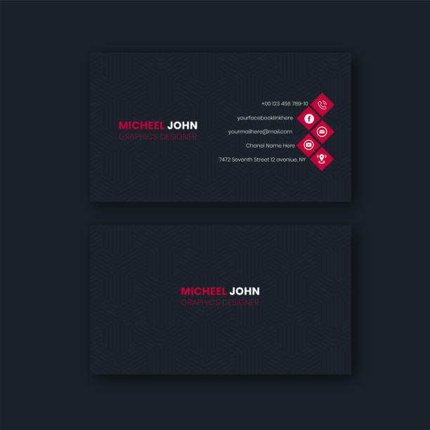 Business Card template Design Black simple modern clean visiting card business card personal identity card design template vector art name plates stock illustrations