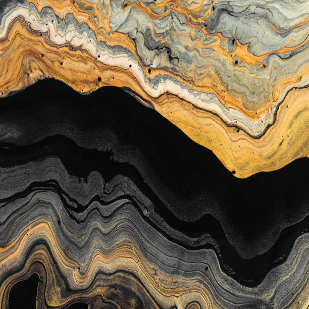 istock Gold and black waves. Abstract marble background or texture. Acrylic Fluid Art 1178267469