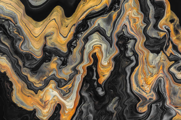 istock Golden and black wave pattern. Luxury Marbleized effect. Acrylic Fluid Art 1178267481