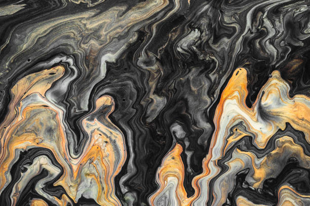 istock Golden and black wave pattern. Luxury Marbleized effect. Acrylic Fluid Art. Abstract background or texture 1178267495