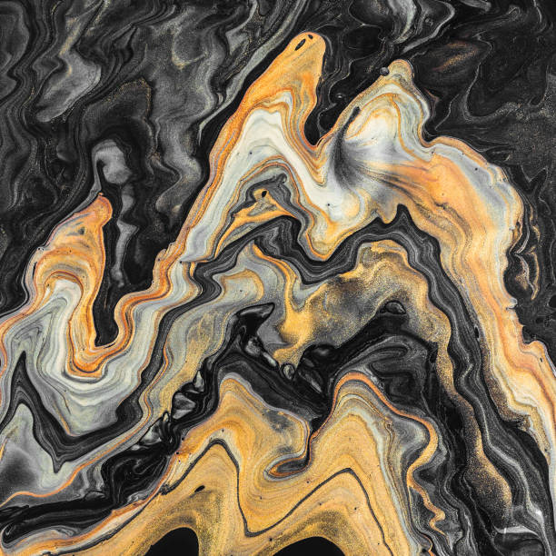 istock Golden and black wave pattern. Luxury Marbleized effect. Abstract background or texture. Acrylic Fluid Art 1178267496