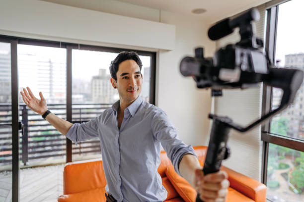 istock Cheerful vlogger doing his job 1178270584