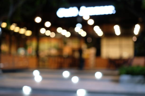 Defocused cafe shop at night