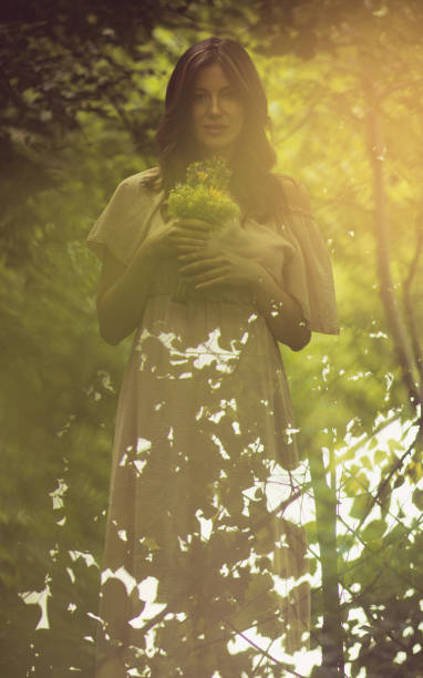 This is my place. Beauty pregnant woman in nature.