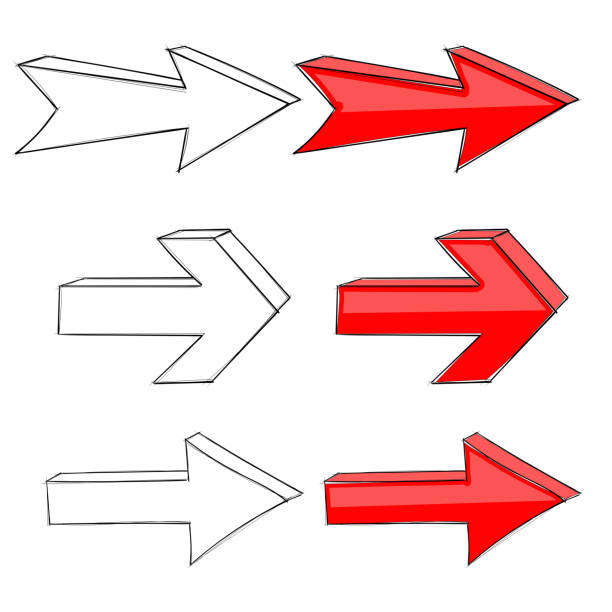 istock Next arrows. Red and black outline signs. Hand drawn sign 1178273775