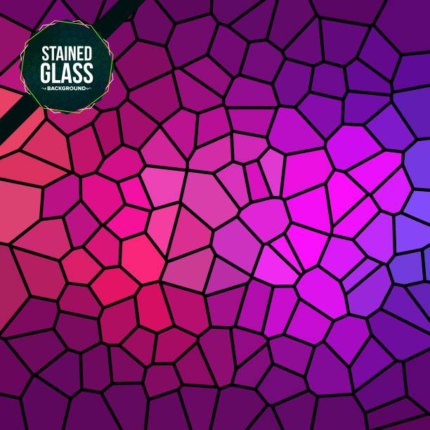 witraż wielokolorowy złamany z cieniem tło - stained glass backgrounds pattern abstract stock illustrations