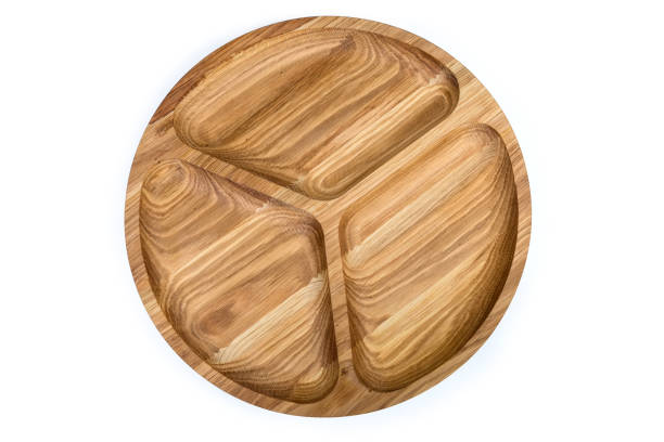 istock Top view of empty wooden compartment dish with three departments 1178274083