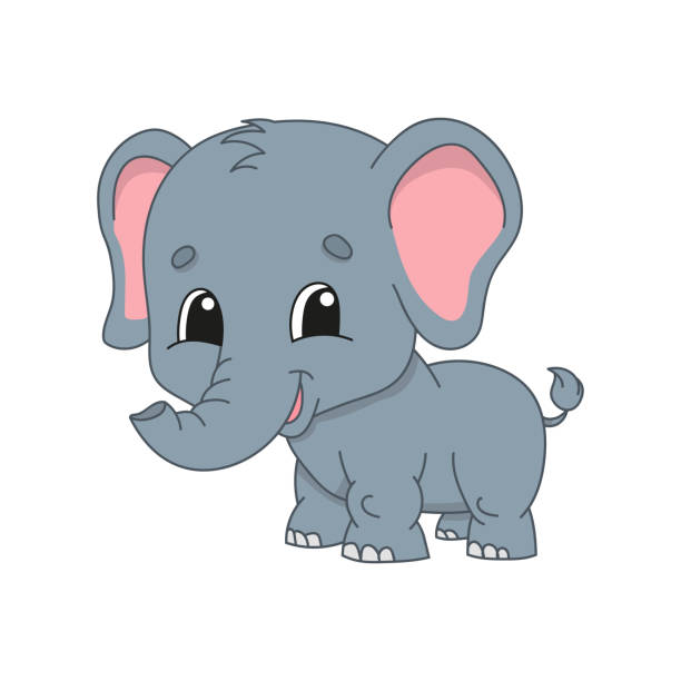 Gray Elephant Cute Character Colorful Vector Illustration Cartoon Style  Isolated On White Background Design Element Template For Your Design Books  Stickers Cards Posters Clothes Stock Illustration - Download Image Now -  iStock