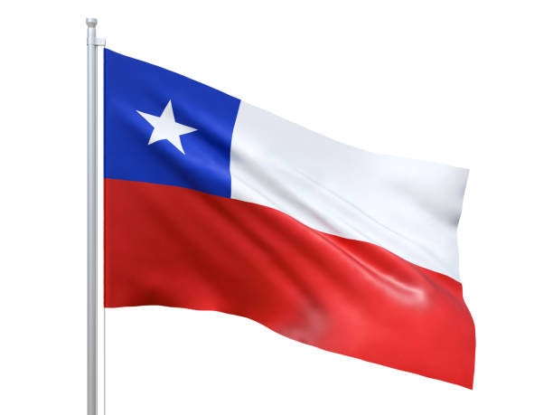 istock Chile flag waving on white background, close up, isolated. 3D render 1178276305