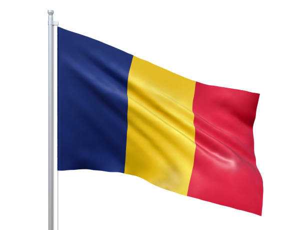 istock Chad flag waving on white background, close up, isolated. 3D render 1178277732