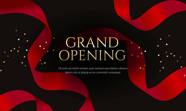 zestaw banerów grand opening - opening ribbon cutting opening ceremony stock illustrations