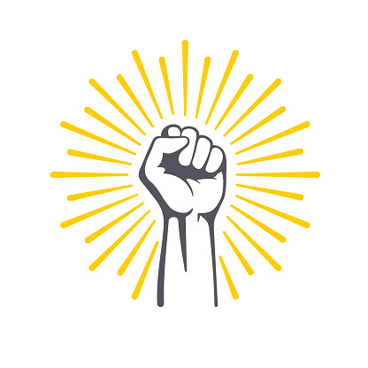 Fist male hand, proletarian protest symbol. Power sign.