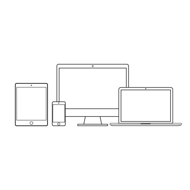 Set black technology on a white background. Set black technology on a white background. laptop illustrations stock illustrations