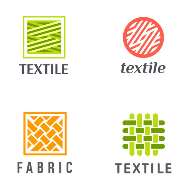 satz von vektor-design-icons für shop-stricken, textil, stoff. - wool thread textile textured stock-grafiken, -clipart, -cartoons und -symbole