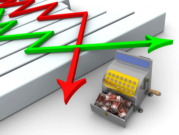 istock Chart and cash register filled with Russian banknotes 1178286626