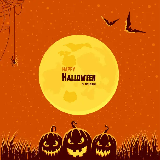 Vector illustration of Spooky Halloween night.