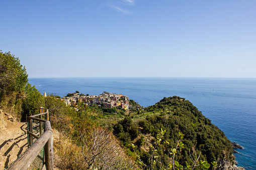 View of Corniglia from the hiking trail to Vernazza