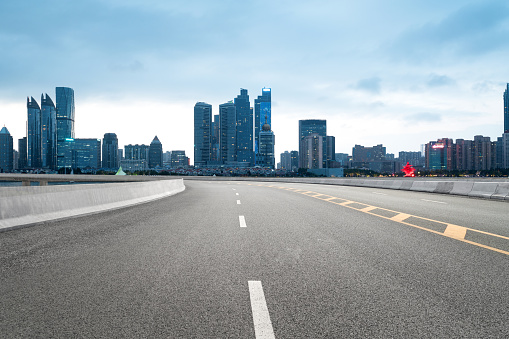 City roads and modern office buildings in qingdao, China