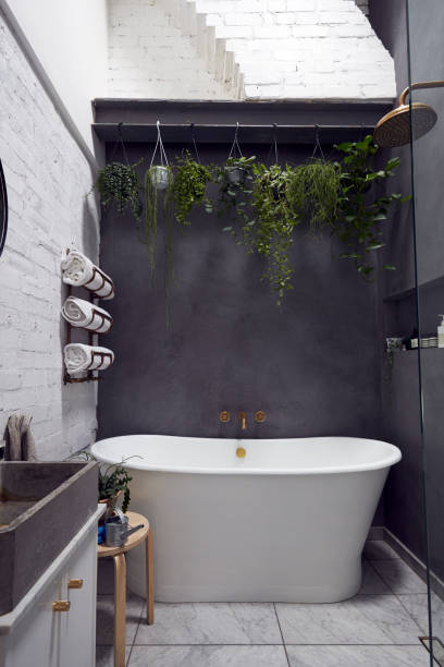istock Empty Interior Of Contemporary Bathroom With Free Standing Bath 1178290047