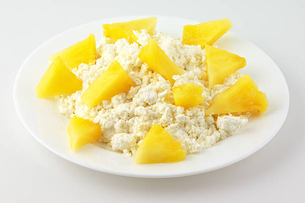 Cottage cheese with fruits Cottage Cheese and Pineapple stock pictures, royalty-free photos & images