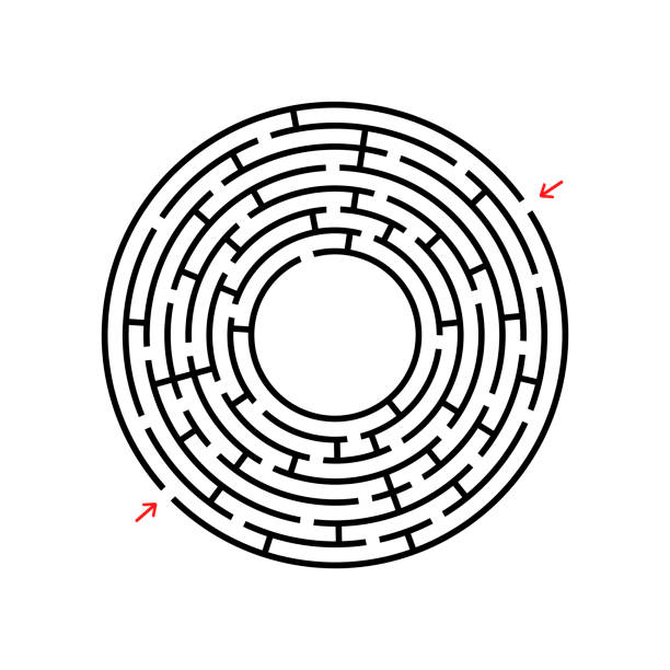 Abstact labyrinth. Game for kids. Puzzle for children. Maze conundrum. Vector illustration. Abstact labyrinth. Game for kids. Puzzle for children. Maze conundrum. Vector illustration circular maze stock illustrations