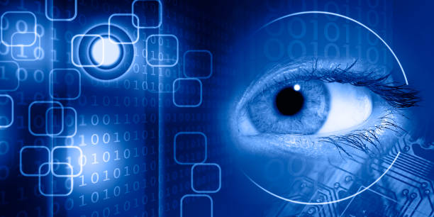 istock Macro view of a young women eye on technology background 1178294473