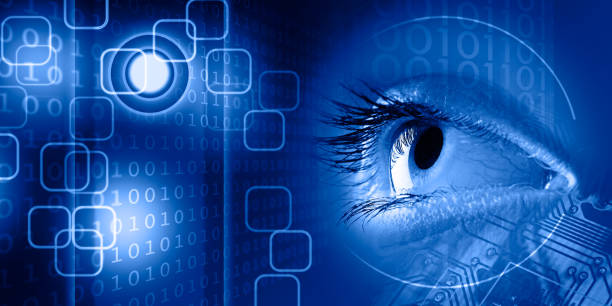istock Macro view of a young women eye on technology background 1178294505