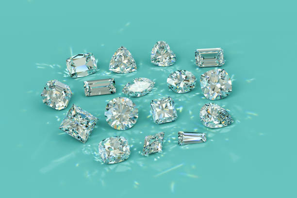 istock Variously cut diamonds scattered on turquoise background. 1178297959