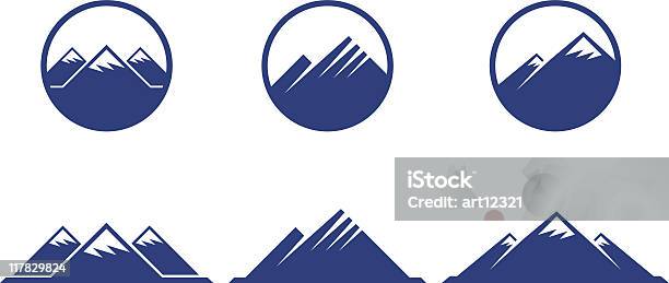 Montanhas Ícones Com Os Botões No Fundo Branco - Arte vetorial de stock e mais imagens de Montanhas Rochosas - Montanhas Rochosas, Os Andes, Monte Fuji