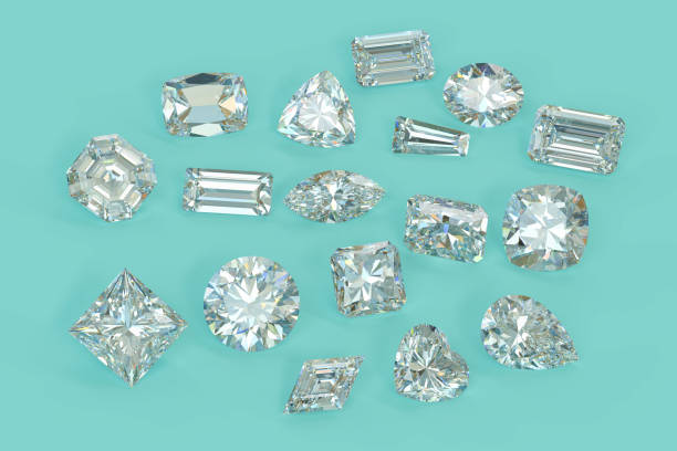 istock Variously cut diamonds scattered on turquoise background. 1178299405