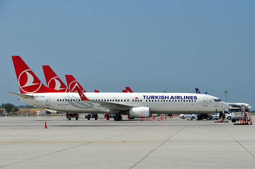 Istanbul, Turkey: Boeing 737 NG (Next Generation) - Turkish Airlines Boeing 737-900 at a parking position, Istanbul Airport - TK Boeing 737-9F2(ER)(WL), registration TC-JYN