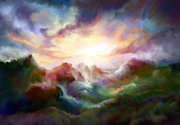 istock fairytale mountain landscape in oil painting 1178303071