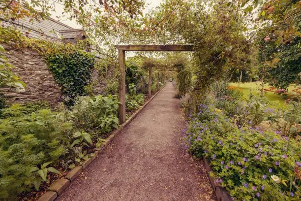Beautiful pathway in Blarney Gardens, County Cork, Ireland