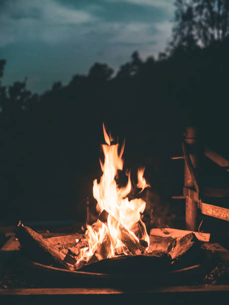 Open fire at night