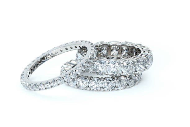 istock Three diamond eternity rings isolated on white background 1178306430