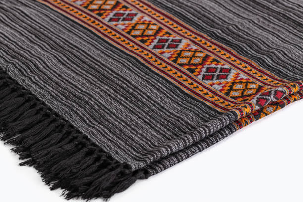 istock Warm plaids / stoles with pattern on white. Accessories for cold weather from natural material. 1178307842