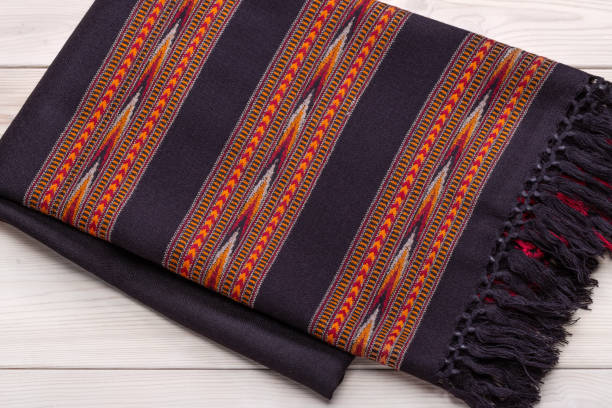 istock Cozy natural plaid or stoles with pattern for cold weather 1178307868