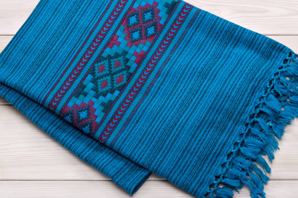 istock Cozy natural plaid or stoles with pattern for cold weather 1178307869