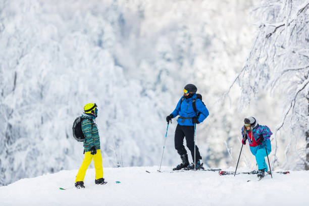 istock Group of friends talking before skiing and snowboarding on a mountain. 1178309766