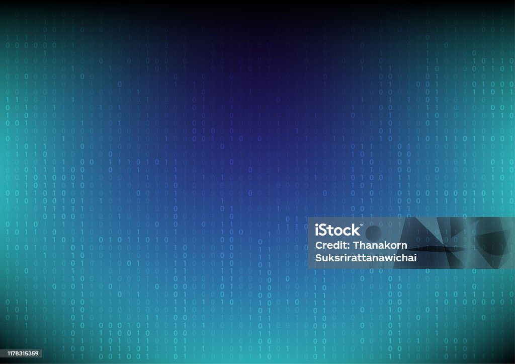 Binary Code Blue Background With Digits On Screen Digital Technology ...