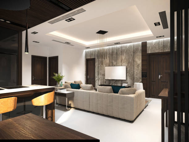 istock 3d render of modern living and dining space at home 1178318404