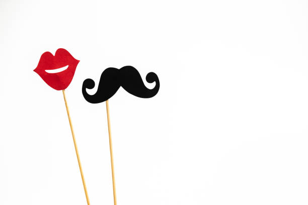 istock Photo booth props lips and Black Mustache isolated on white background 1178318580