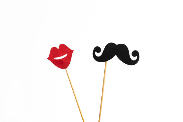 istock Photo booth props lips and Black Mustache isolated on white background 1178319085