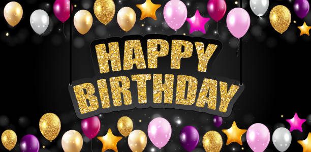 Geburtstagskarte „Happy Birthday Katze“ – Schwarz-gold, Glänzend